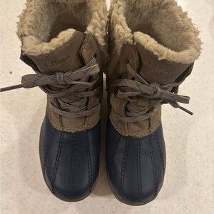 L.L. Bean Kids' Blue and Brown Fleece-Lined Boots